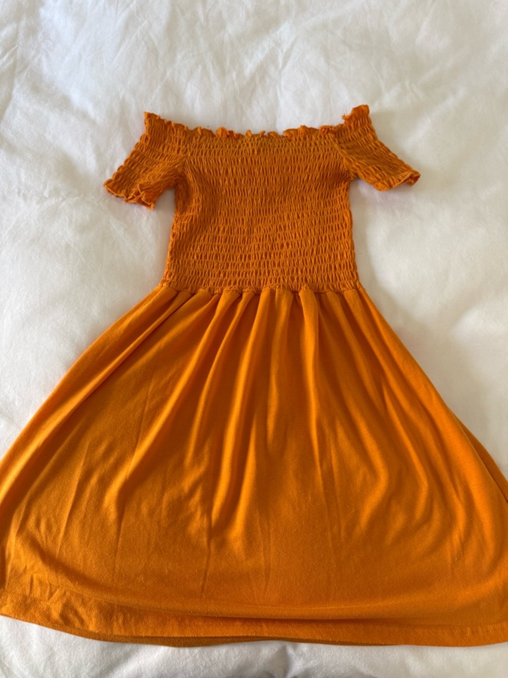 Vintage mustard off the shoulder dress